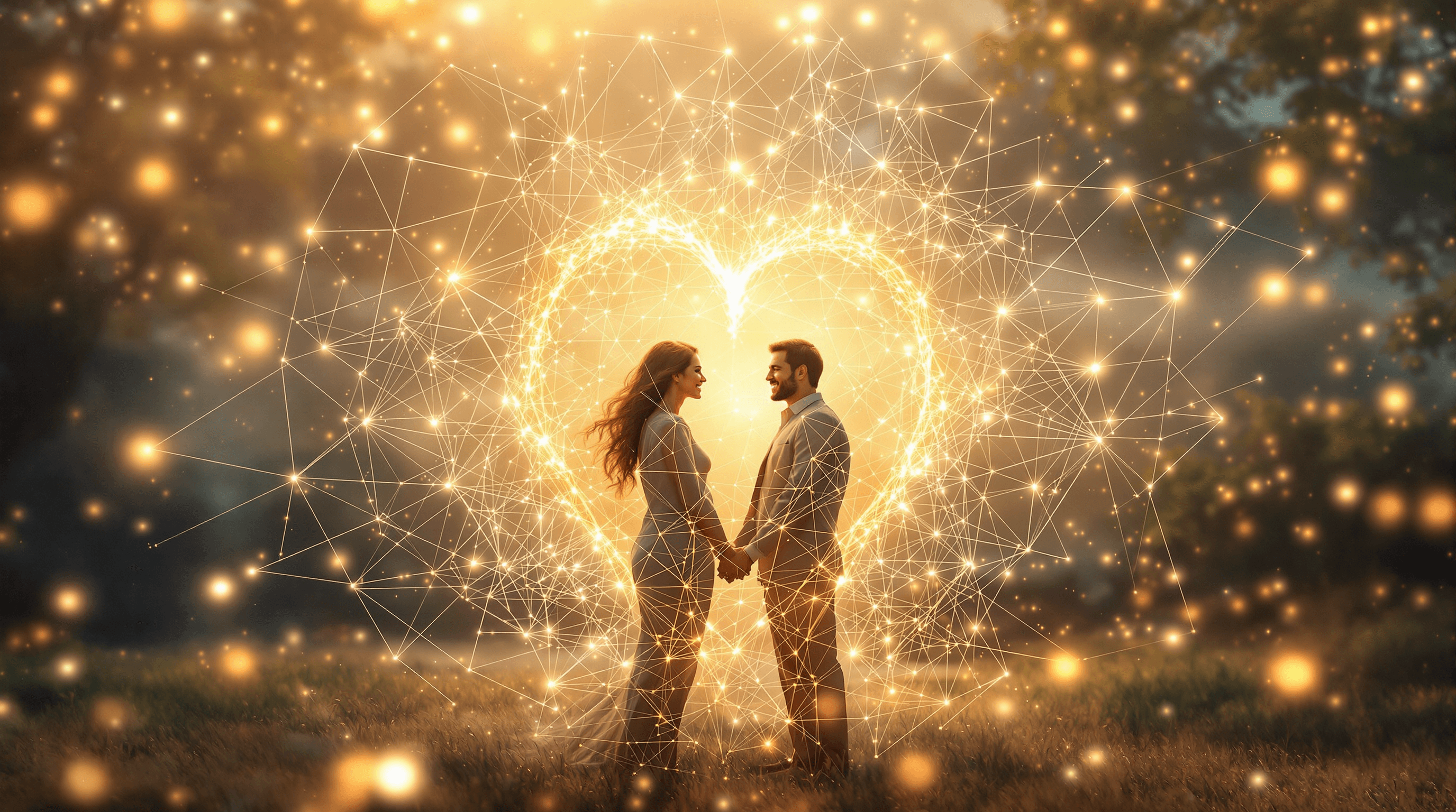 harmonious couple standing together,